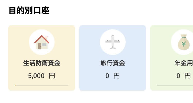 住信SBIネット銀行のアプリの目的別口座表示